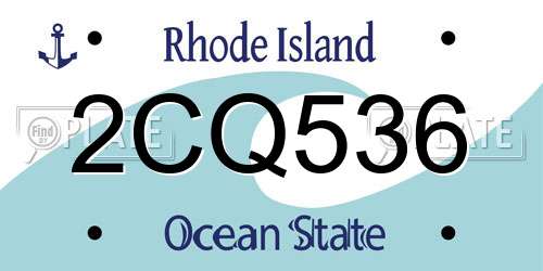 2CQ536 Rhode Island License Plate