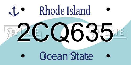 2CQ635 Rhode Island License Plate