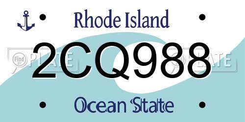 2CQ988 Rhode Island License Plate