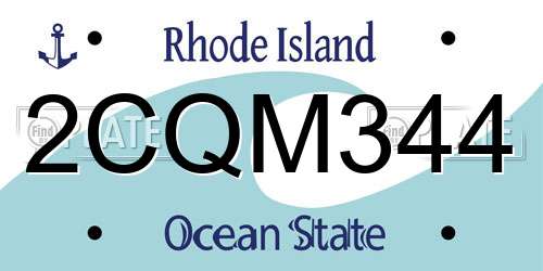 2CQM344 Rhode Island License Plate
