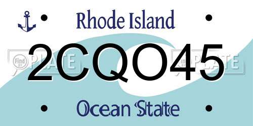 2CQO45 Rhode Island License Plate