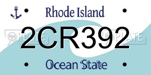 2CR392 Rhode Island License Plate