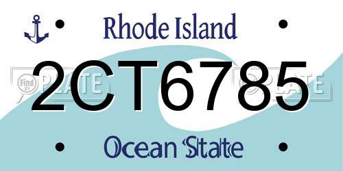 2CT6785 Rhode Island License Plate