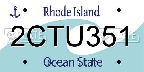 2CTU351 Rhode Island License Plate