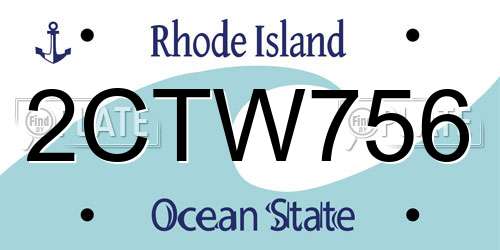2CTW756 Rhode Island License Plate