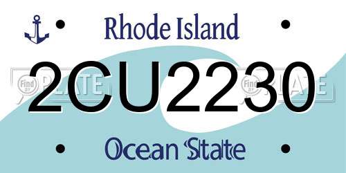 2CU2230 Rhode Island License Plate