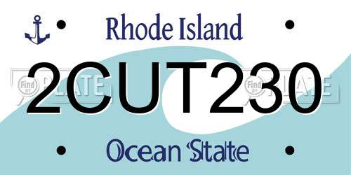 2CUT230 Rhode Island License Plate