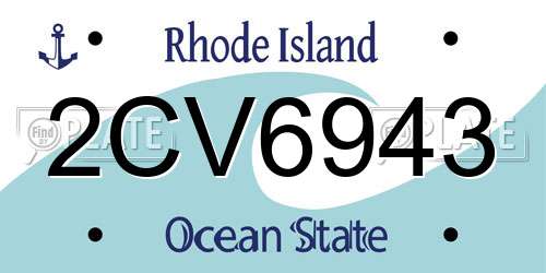 2CV6943 Rhode Island License Plate