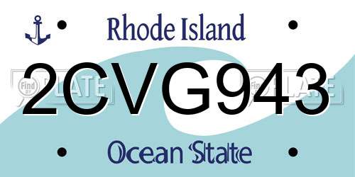 2CVG943 Rhode Island License Plate