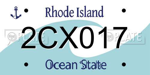 2CX017 Rhode Island License Plate
