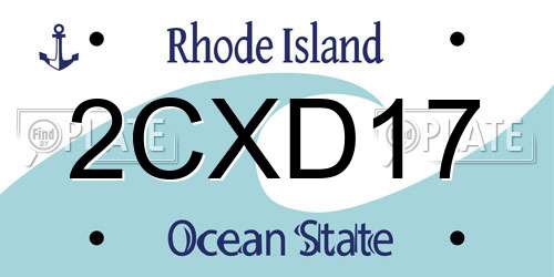 2CXD17 Rhode Island License Plate
