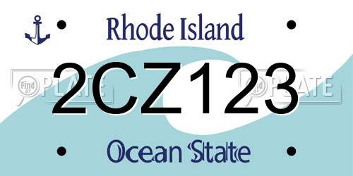 2CZ123 Rhode Island License Plate