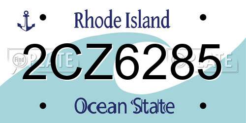 2CZ6285 Rhode Island License Plate