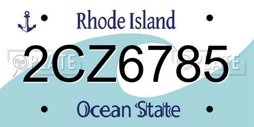 2CZ6785 Rhode Island License Plate