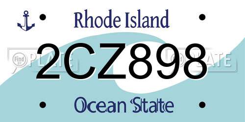 2CZ898 Rhode Island License Plate