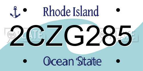 2CZG285 Rhode Island License Plate