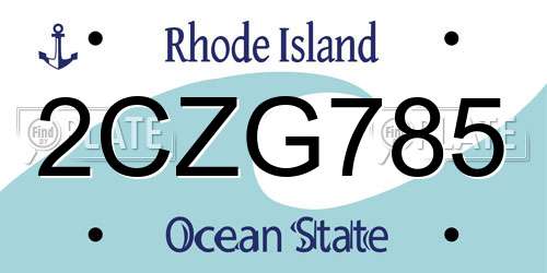 2CZG785 Rhode Island License Plate