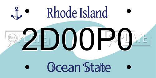 2D00P0 Rhode Island License Plate