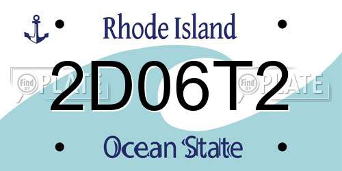 2D06T2 Rhode Island License Plate