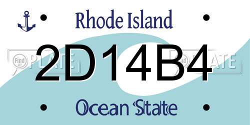 2D14B4 Rhode Island License Plate