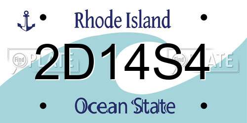 2D14S4 Rhode Island License Plate
