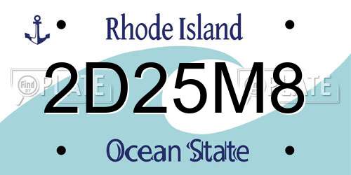 2D25M8 Rhode Island License Plate