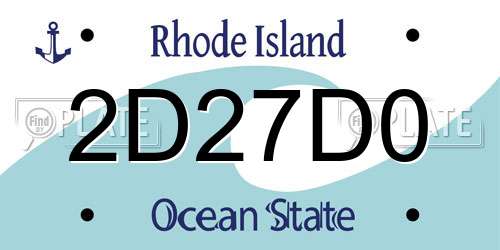 2D27D0 Rhode Island License Plate