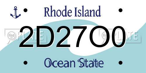 2D27O0 Rhode Island License Plate