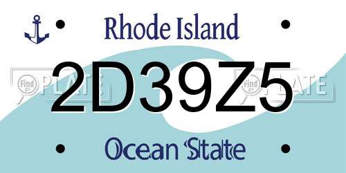 2D39Z5 Rhode Island License Plate