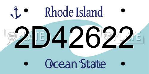 2D42622 Rhode Island License Plate