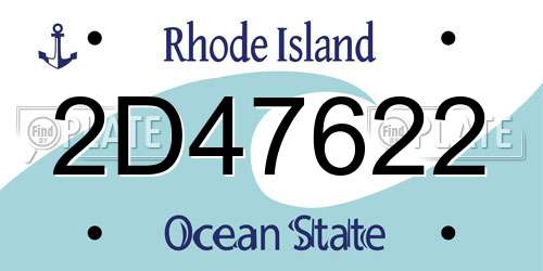 2D47622 Rhode Island License Plate