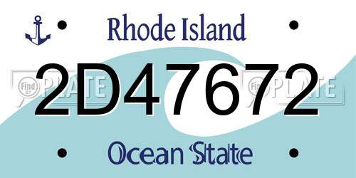 2D47672 Rhode Island License Plate