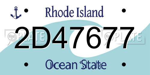 2D47677 Rhode Island License Plate
