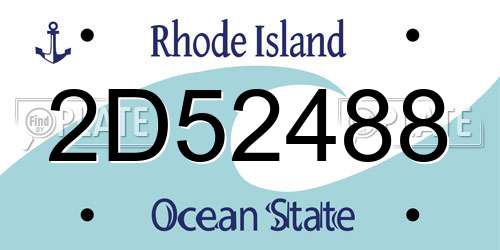 2D52488 Rhode Island License Plate
