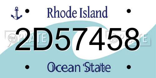 2D57458 Rhode Island License Plate