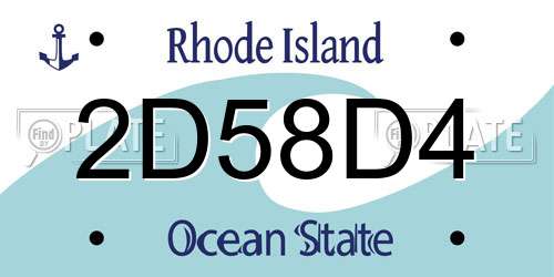 2D58D4 Rhode Island License Plate