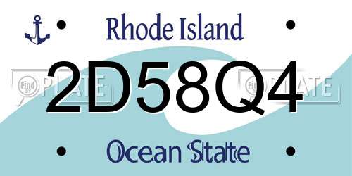 2D58Q4 Rhode Island License Plate