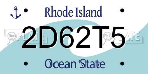 2D62T5 Rhode Island License Plate