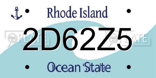 2D62Z5 Rhode Island License Plate