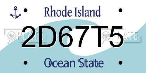 2D67T5 Rhode Island License Plate