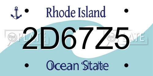 2D67Z5 Rhode Island License Plate