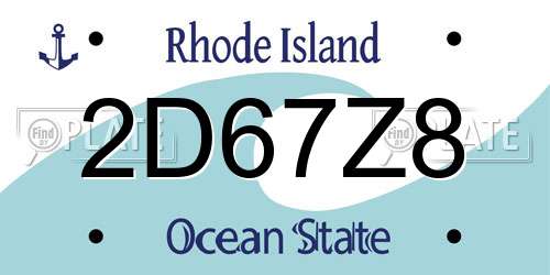 2D67Z8 Rhode Island License Plate