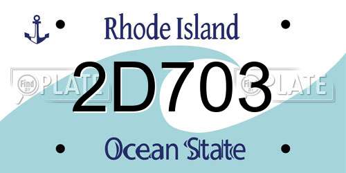 2D703 Rhode Island License Plate