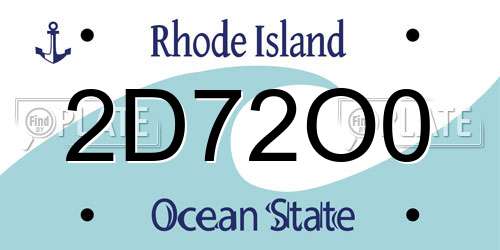 2D72O0 Rhode Island License Plate