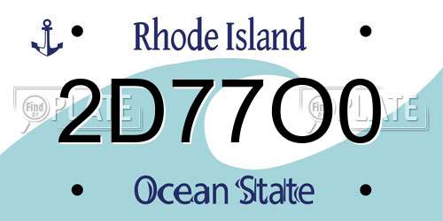 2D77O0 Rhode Island License Plate