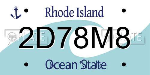 2D78M8 Rhode Island License Plate