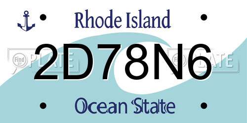 2D78N6 Rhode Island License Plate