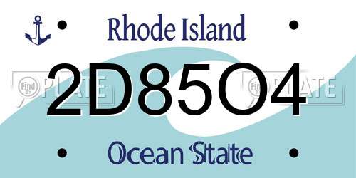 2D85O4 Rhode Island License Plate