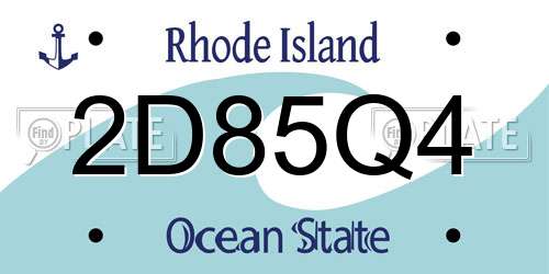 2D85Q4 Rhode Island License Plate