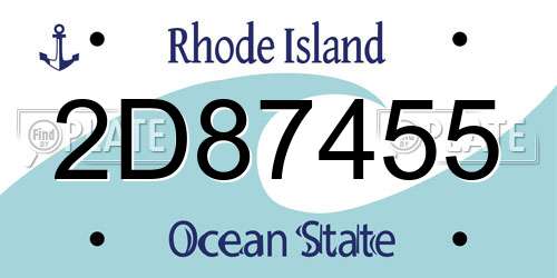 2D87455 Rhode Island License Plate